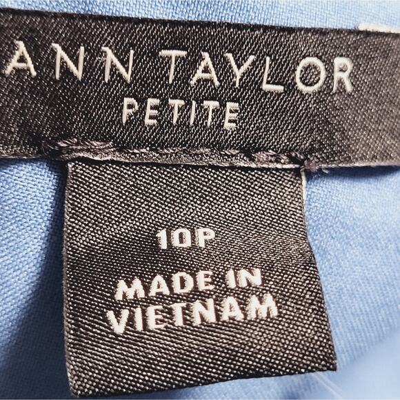 Ann Taylor Blue Ruffle Cap Sleeve Empire Dress NWT Size10P - Picture 11 of 14